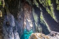 Close view on Source of SoÃÂa River, Main Pond Cave in Julian Alps. Bovec, Gorizia, Slovenia, Europe